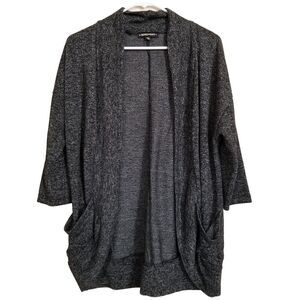 Inspired Hearts Womens Open Cardigan Heathered Gray Xlarge Pockets